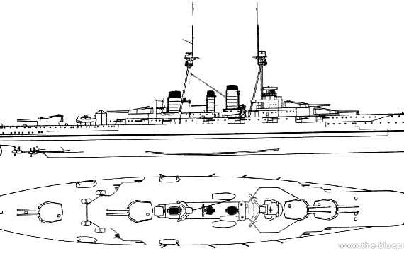 Боевой корабль IJN Kirishima 1915 [Battleship] - чертежи, габариты, рисунки